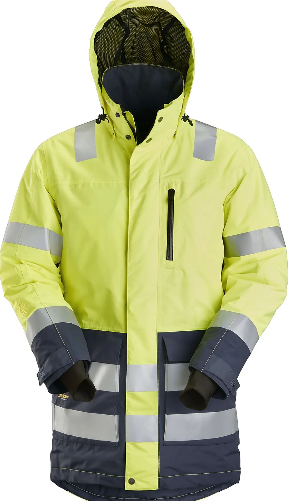 Arbeidsparkas high-vis gul/mørk grå str XS