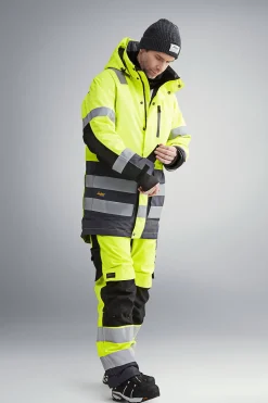Arbeidsparkas high-vis gul/mørk grå str XS