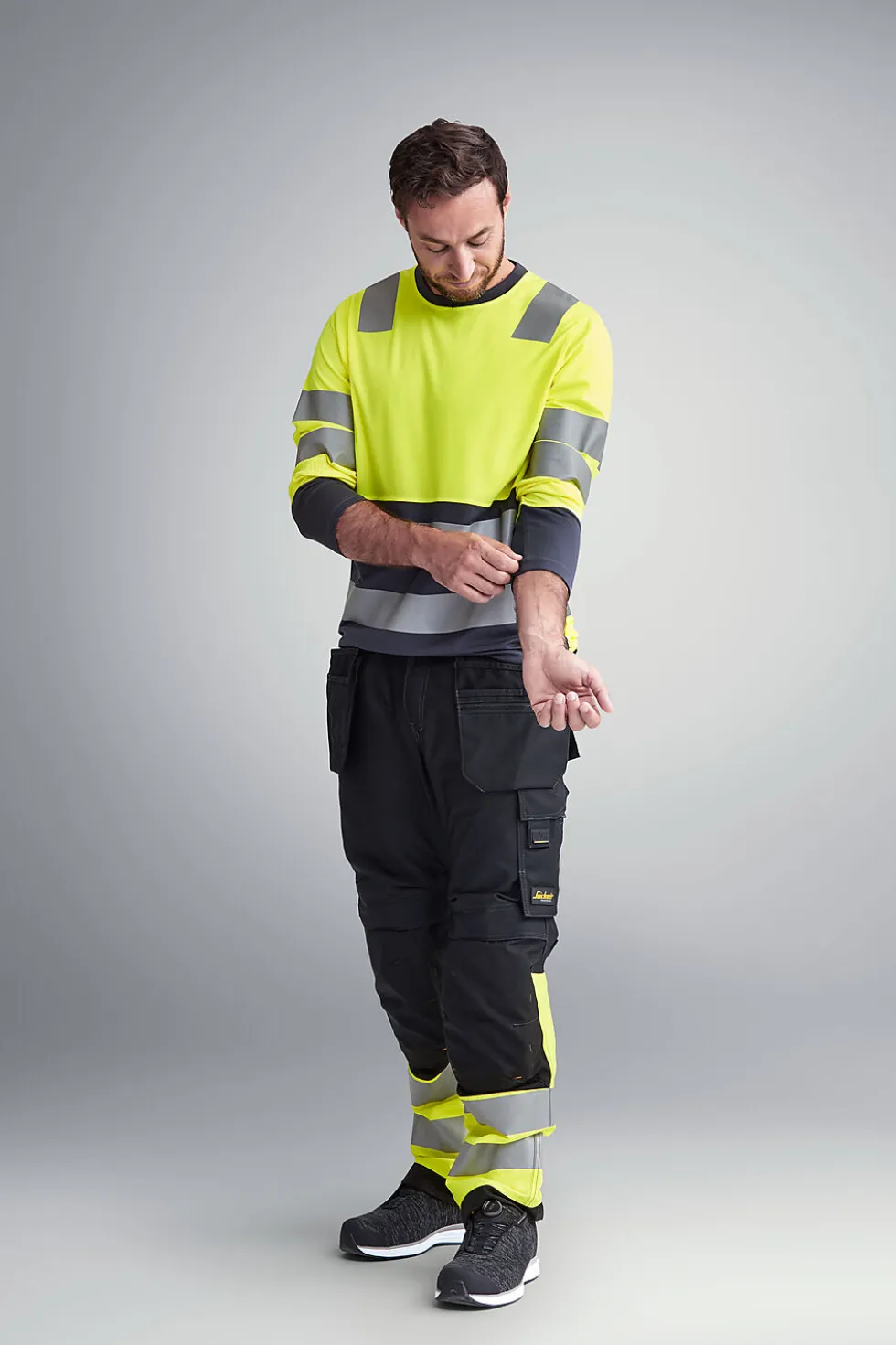 Arbeidstrøye high-vis gul/mørk grå str XS