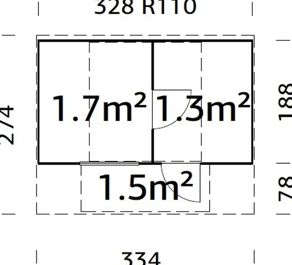 Badstutønne Anette 3,0+1,5 m2