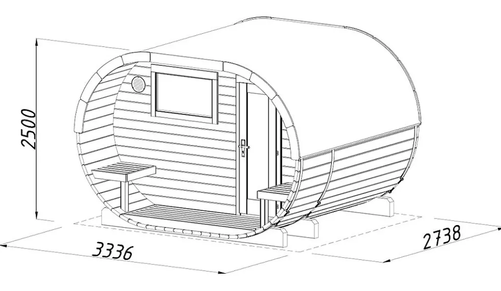Badstutønne Anette 3,0+1,5 m2