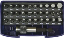 Bitsboks 31 deler blå tecos torx, ph, pz, rett, quick-lock
