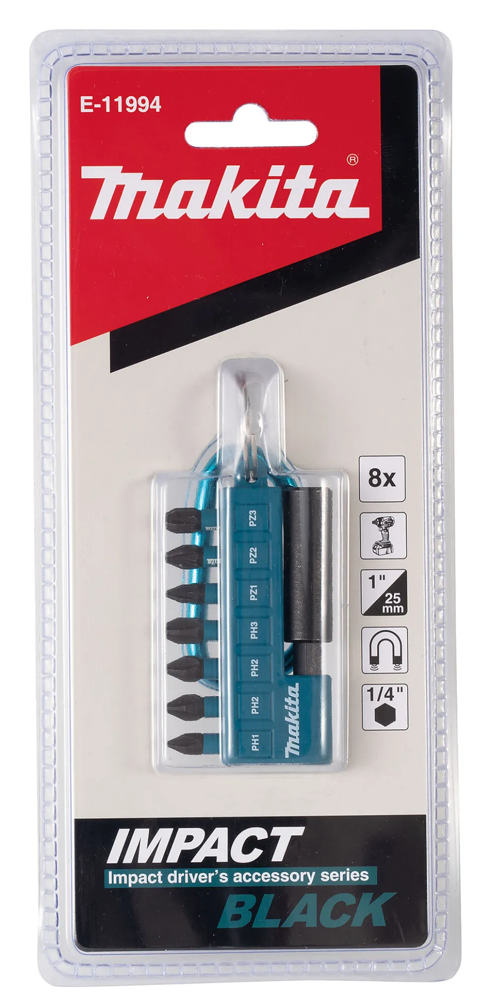 Bitssett 8 deler e-11994 impact black