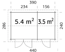 Bod utendørs Jari 8,9 m²