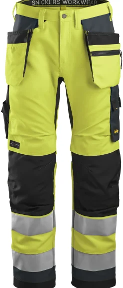 Bukse 6230 gul 48 snickers highvis kl 2 hylsterlommer