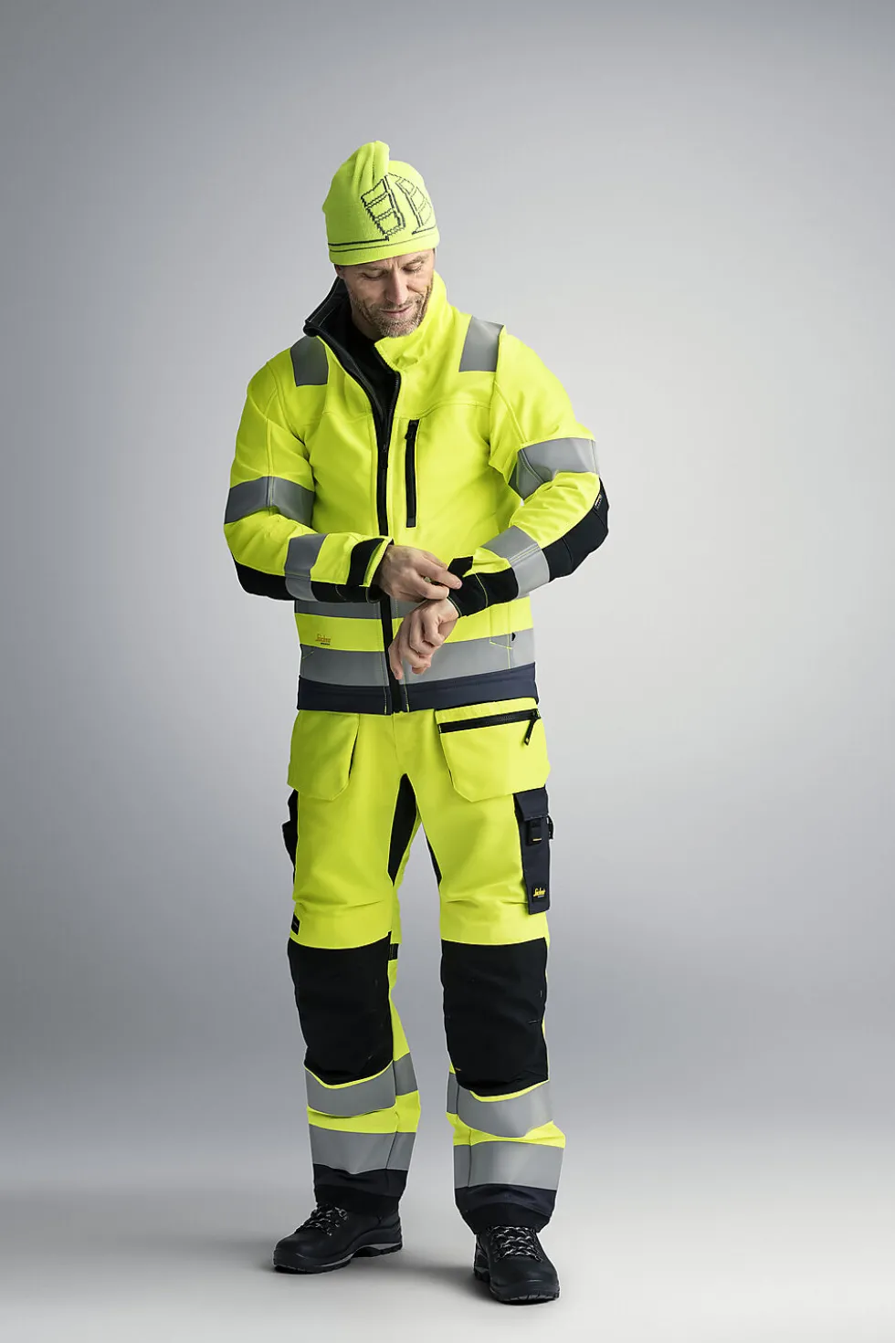 Bukse 6230 gul 48 snickers highvis kl 2 hylsterlommer