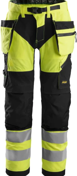 Bukse 6932 gul/sort 108 snicers highvis kl 2 hylsterlommer