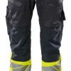 Bukse marine/gul 82c56 19679 hi-vis med knelommer stretchpanel
