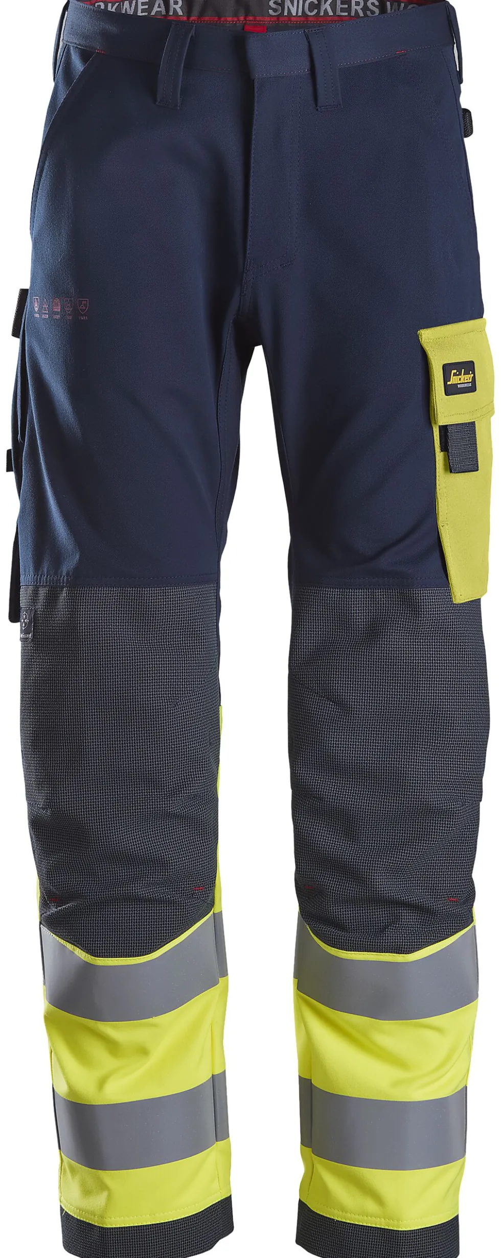 Bukse pw 6376 blå/gul kl1 56 protecwork snickers workwear