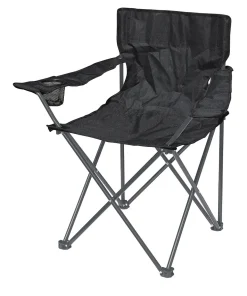 Campingstol sort med koppholder