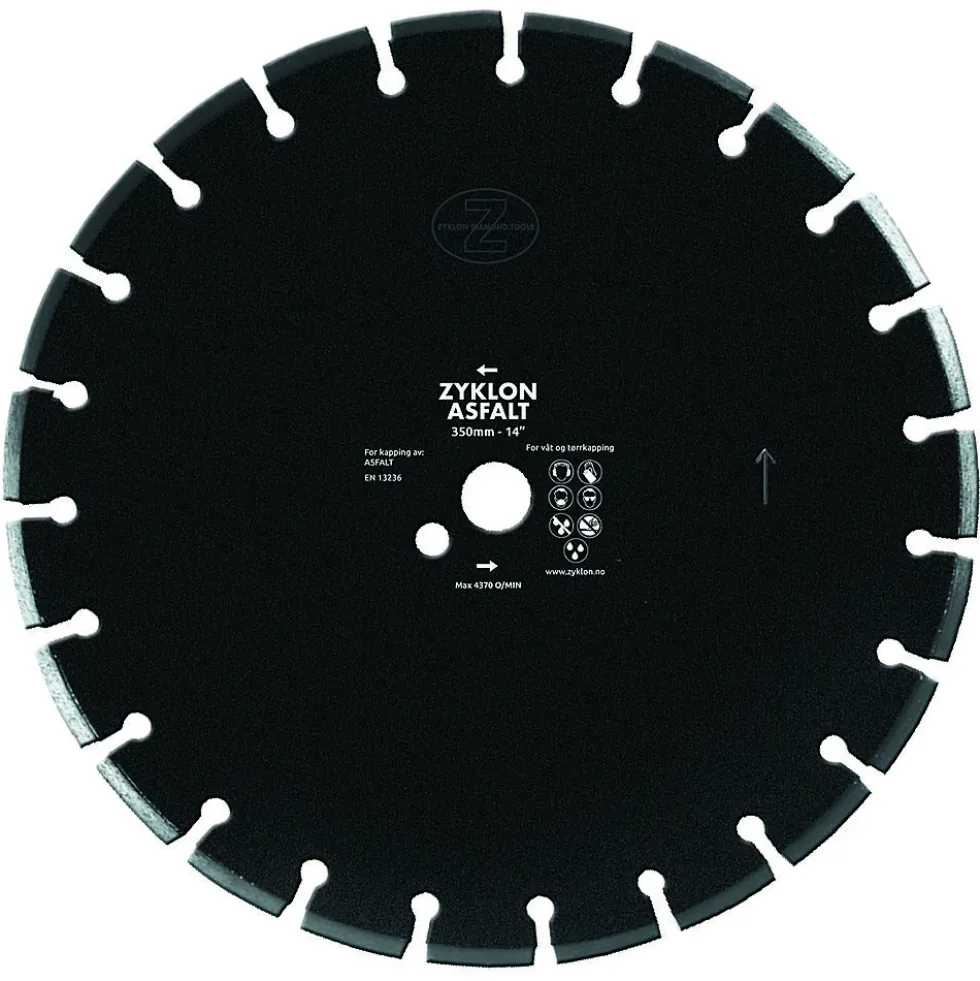 Diamantbl 350x3.2x7x25 asfalt 3.2mm tykk 25.4 mm diam. Spindel