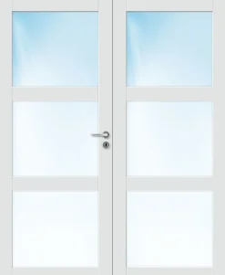 Dobbel innerdør Base 3 med glass hvit 153x210 cm