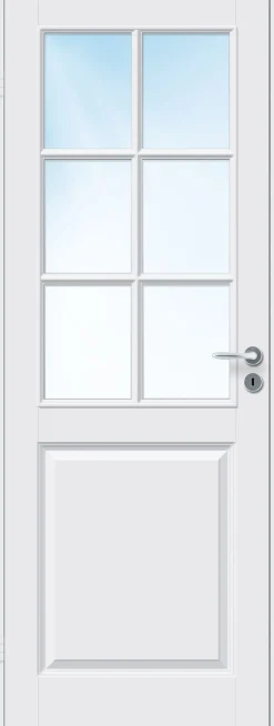 Dobbel innerdør Kari Kompakt halvglass hvit 153x210 cm