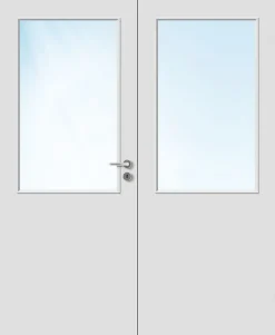 Dobbel innerdør Sletten Kompakt halvglass hvit 153x210 cm