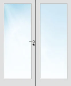 Dobbel innerdør Sletten Kompakt helglass hvit 153x210 cm