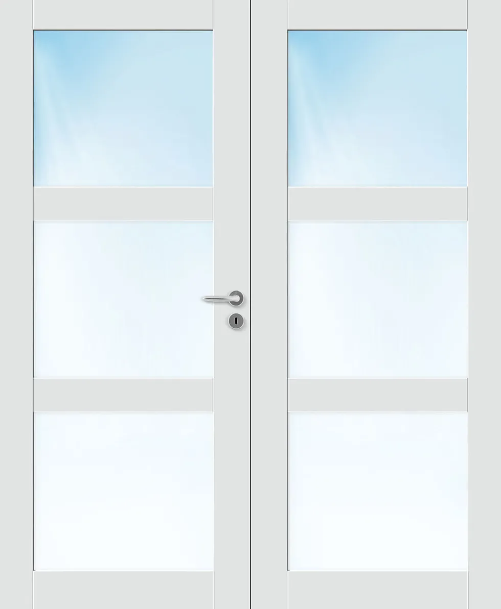 Dobbel innerdør Stil 3 med glass hvit 153x210 cm