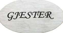 Dørskilt oval matt krom GJESTER