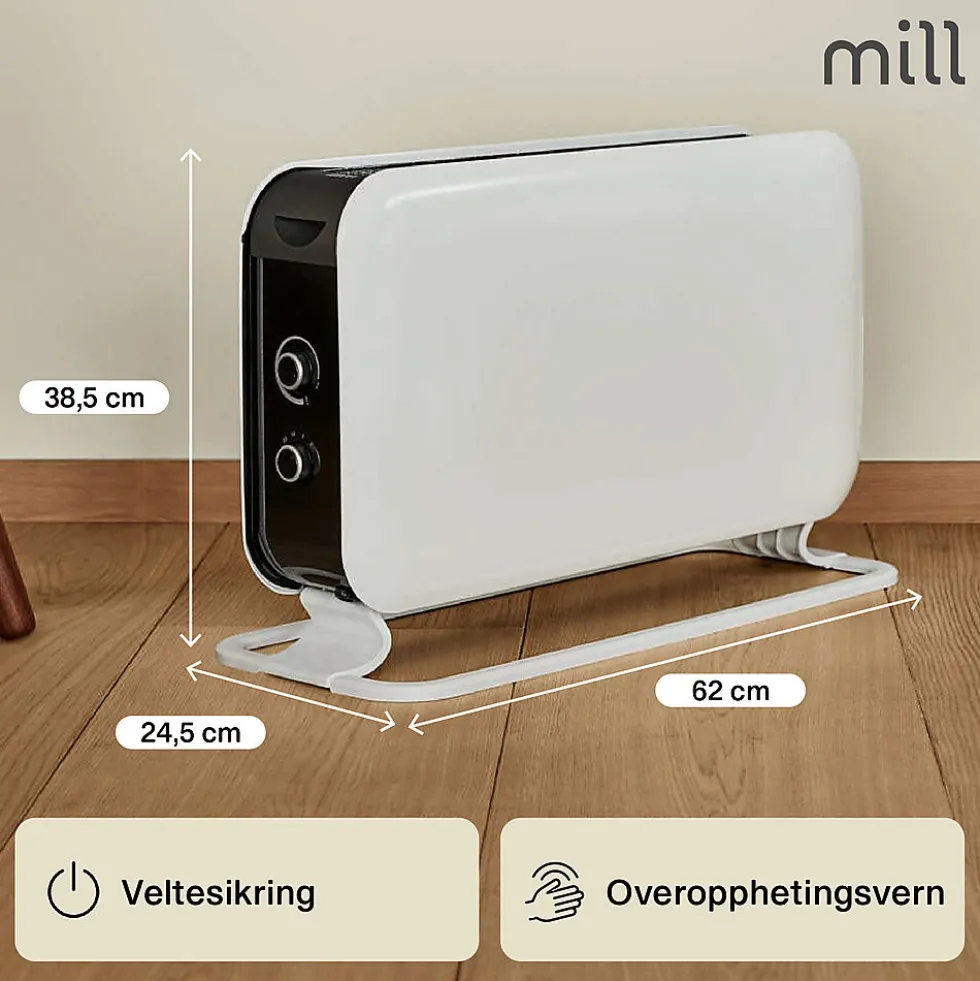 Gulvovn 2200 watt max mekanisk