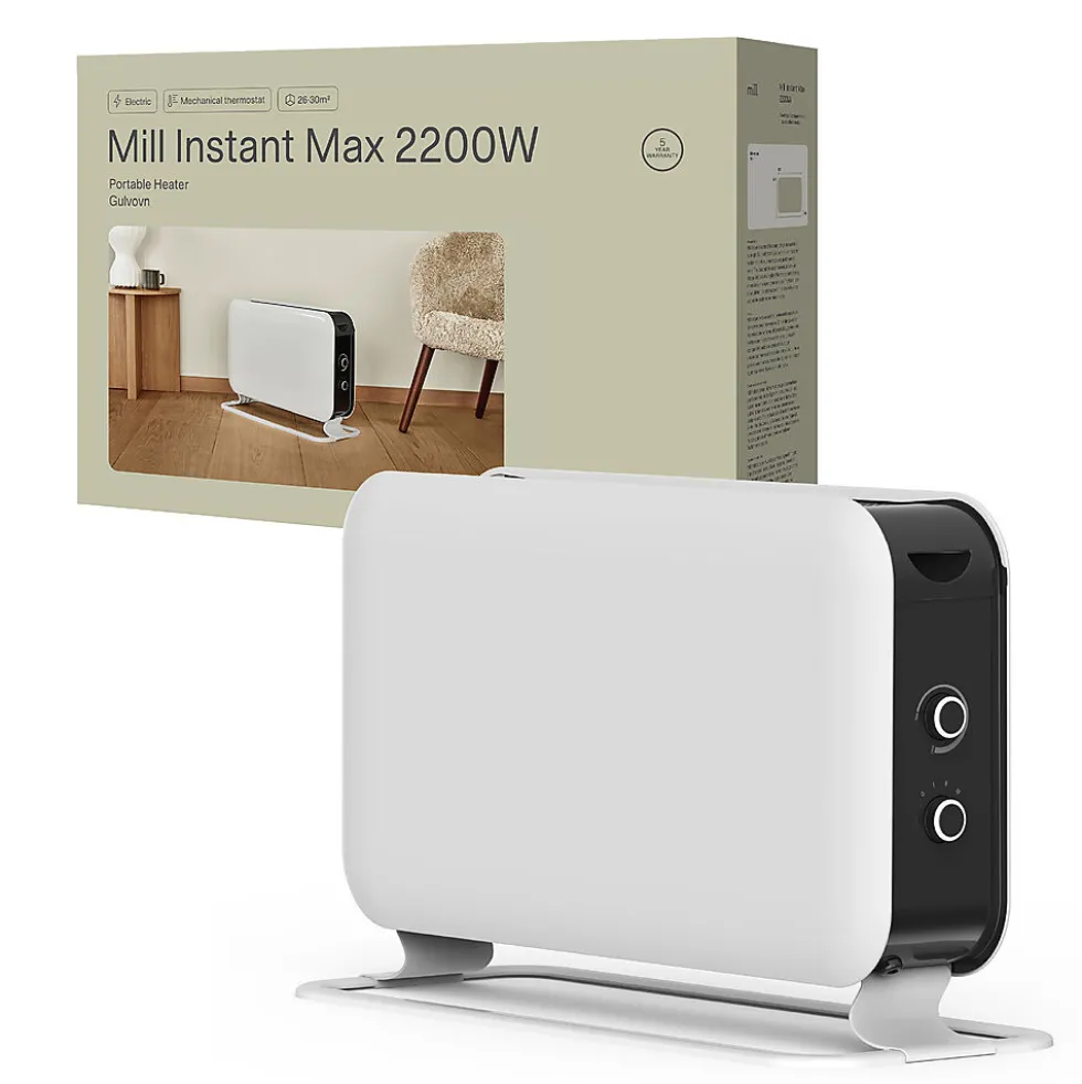 Gulvovn 2200 watt max mekanisk