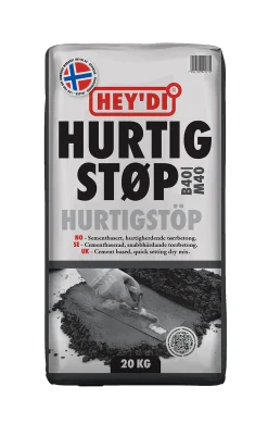 Heydi hurtigstøp 20kg støp hurtigherdende støpemasse