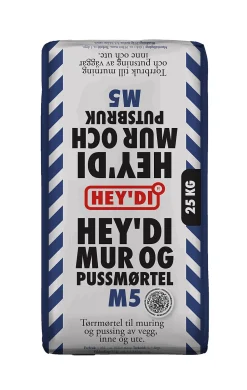 Heydi mur&puss m5 25kg mørtel tørrmørtel, plastsekk