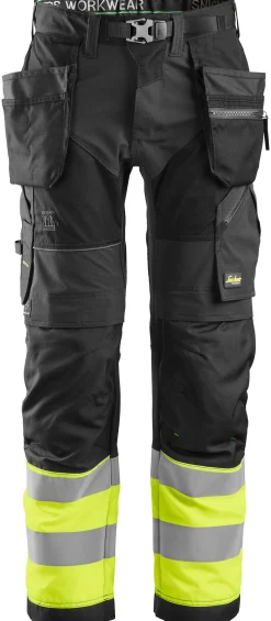 Håndverksbukse 6931 FlexiWork+ kl.1 Sort/HiVis gul str 92