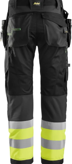 Håndverksbukse 6931 FlexiWork+ kl.1 Sort/HiVis gul str 92