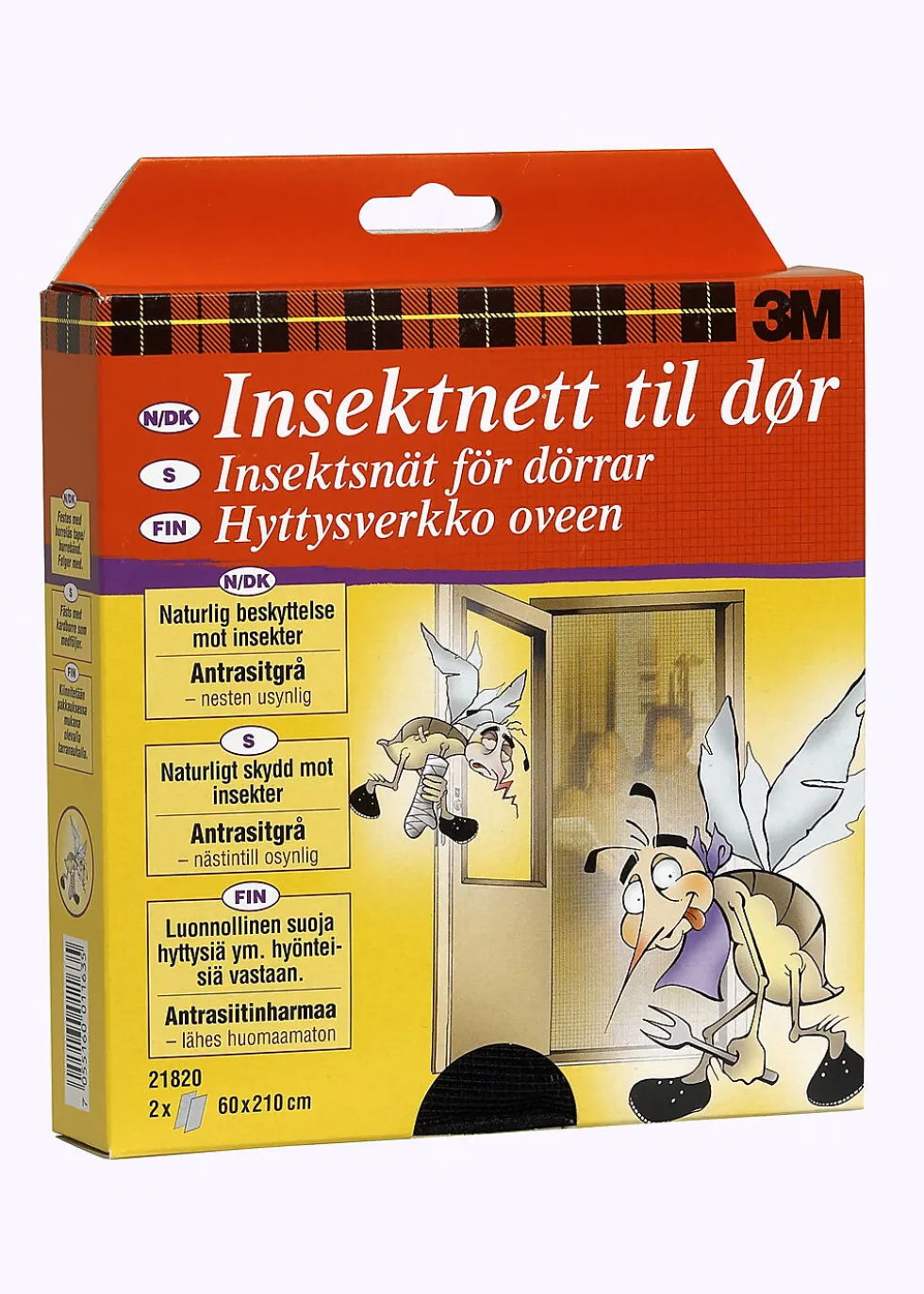 Insektsnett for dør 0,6x2,1 meter grå
