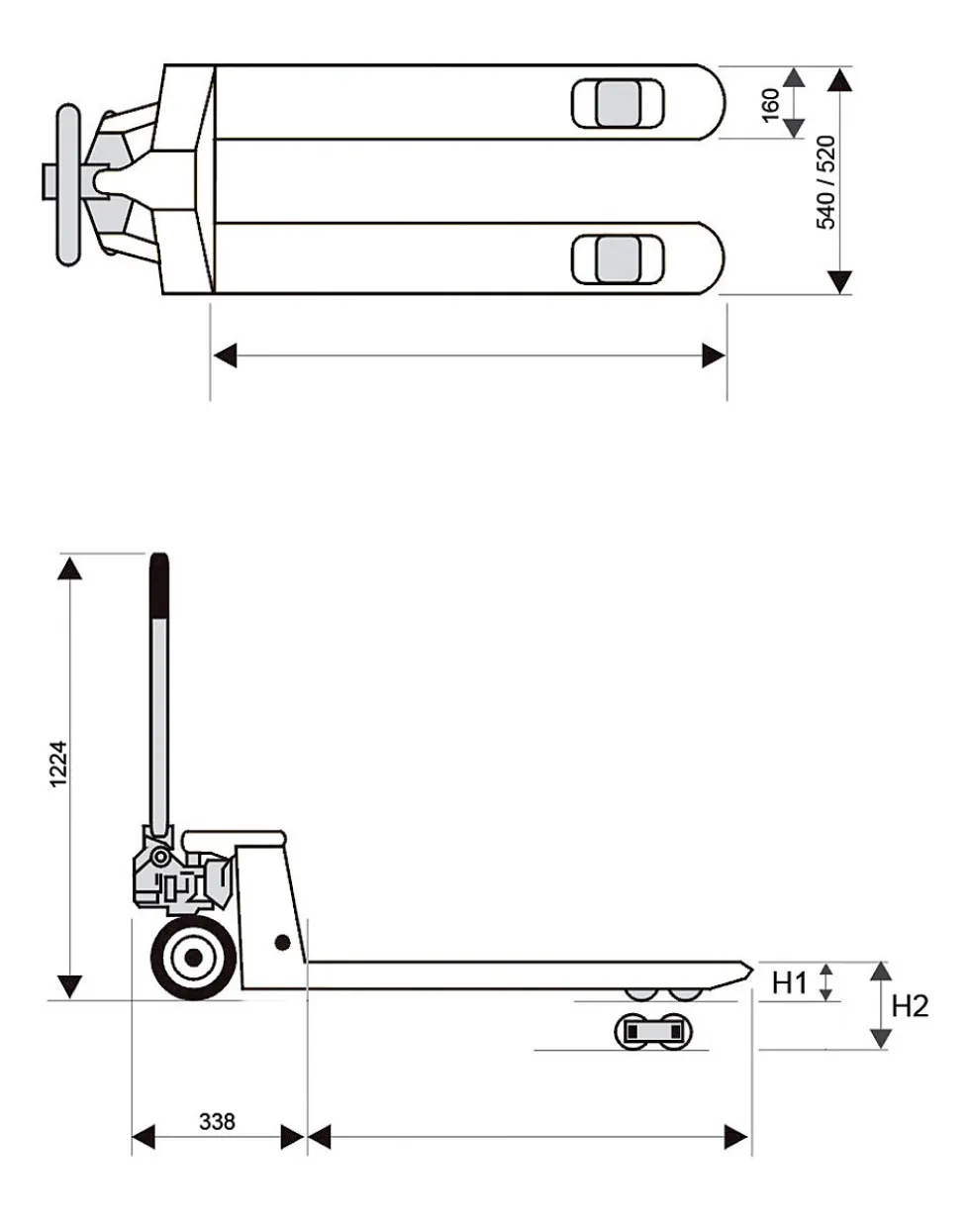 Jekketralle 800 industri dbl doble polyuretan 2500kg