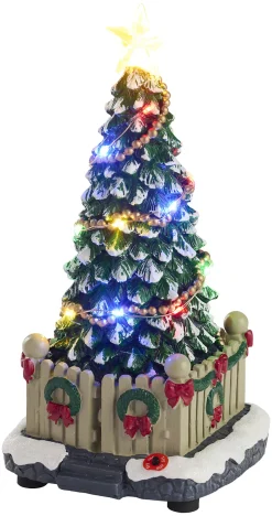 Juletre med LED-lys og musikk 11,7x11,7x22,5 cm
