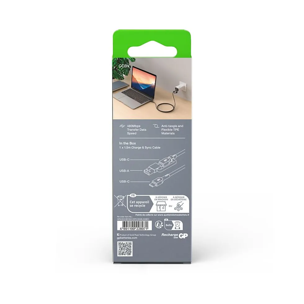 Kabel USB-C til C og A-adapter 240W 1,5 meter