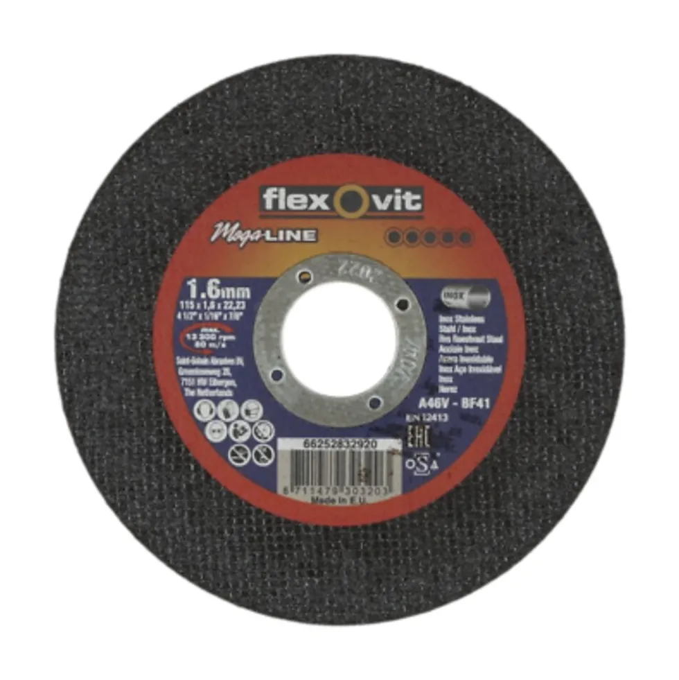 Kappeskive stål 115x1,6 fmv flexovit mega line inox a46v
