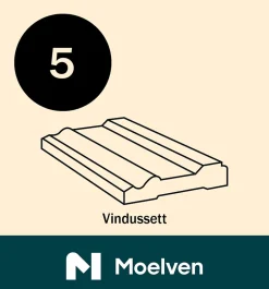 Karmlist vindu furu profilert sett 2 stk hvit bomull S0502-Y 15x70x1800 mm