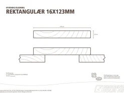 Kledning rektangulær ubehandlet 16x123 mm gran klasse 1
