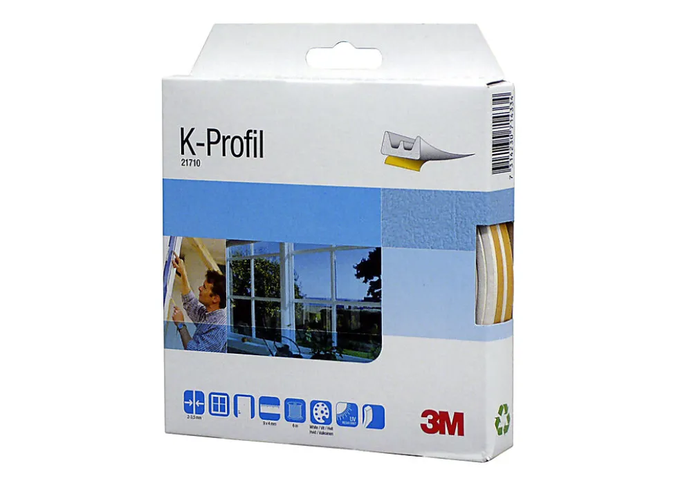 K-list 21710 6m hvit 4,0x9,0mmx6,0mtr epdm-gummi