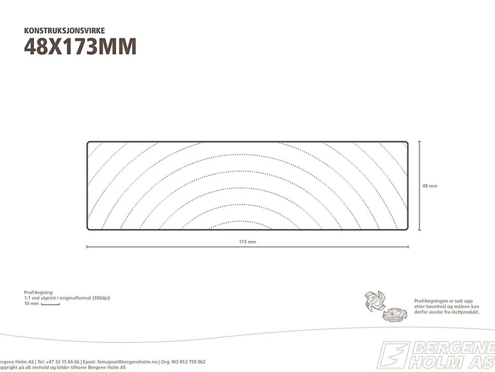 Konstruksjonsvirke C24 ubehandlet gran 48x173 mm