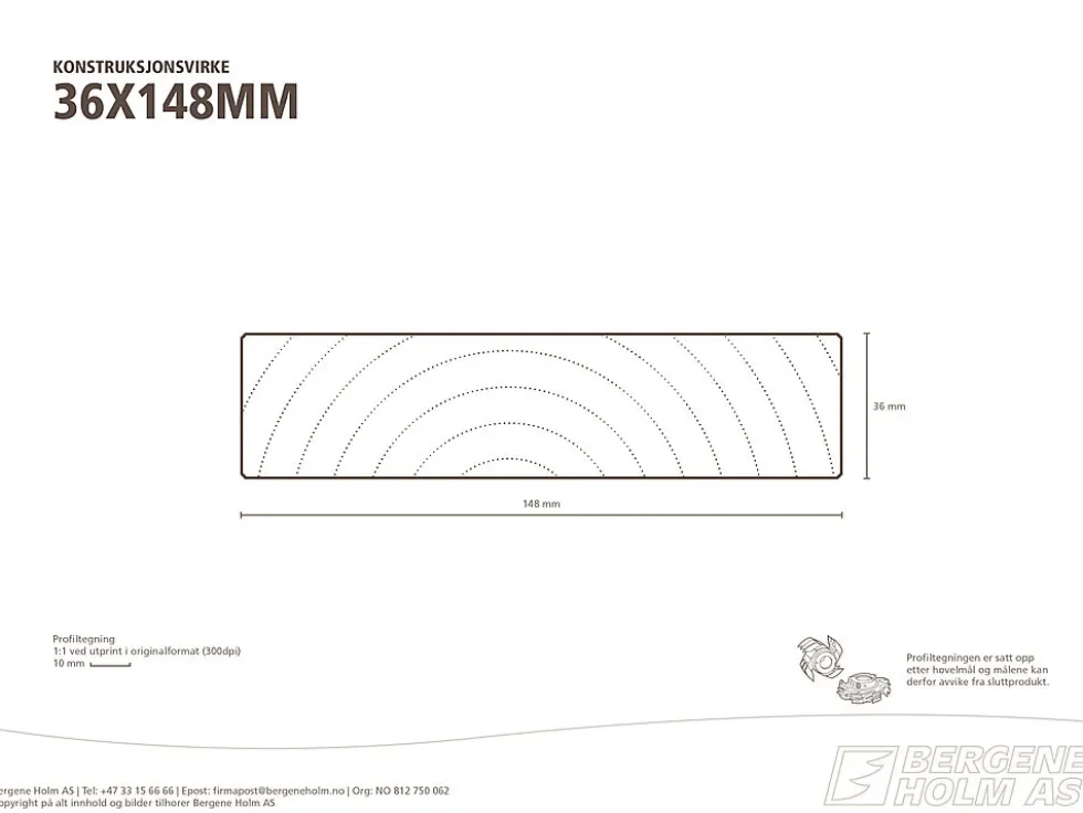 Konstruksjonsvirke C24 ubehandlet gran 36x148 mm