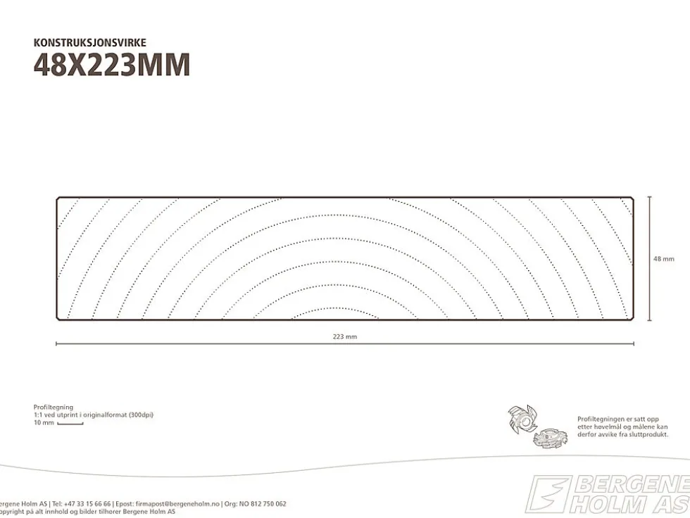 Konstruksjonsvirke C24 48x223 mm ubehandlet gran
