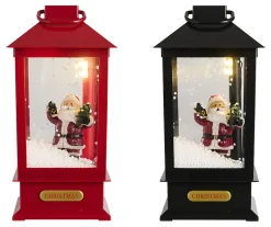 Lanterne med LED-belysning, snø og musikk