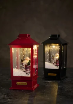 Lanterne med LED-belysning, snø og musikk