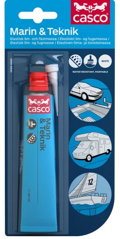 Lim og fugemasse marin/teknik white 40ml casco