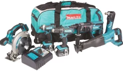Makita kombosett DLX6038T 18V 6 deler med 3x5,0 Ah batterier og hurtiglader