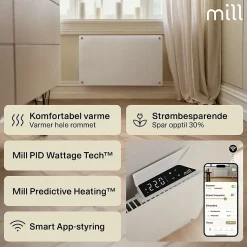 Mill panelovn glass WiFi Gen 4 700W hvit