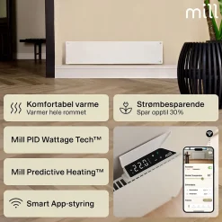 Mill panelovn glass WiFi Gen 4 850W hvit