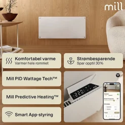 Mill panelovn WiFi Gen 4 glass 1000W hvit