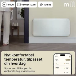 Mill panelovn WiFi Gen 4 1500W hvit