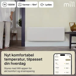 Mill panelovn WiFi Gen 4 1300W hvit