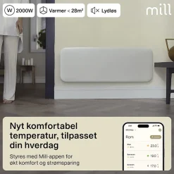 Mill panelovn WiFi Gen 4 2000W hvit