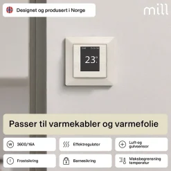 Mill termostat gulv WiFi polarhvit