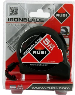 Målebånd 5mx19mm magnetisk rubi